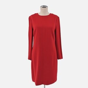 RALPH LAUREN Black Label Red Shift Dress Size 6 Long Sleeve Holiday Career Retro